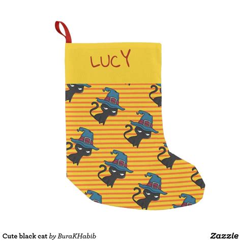 Cute black cat small christmas stocking