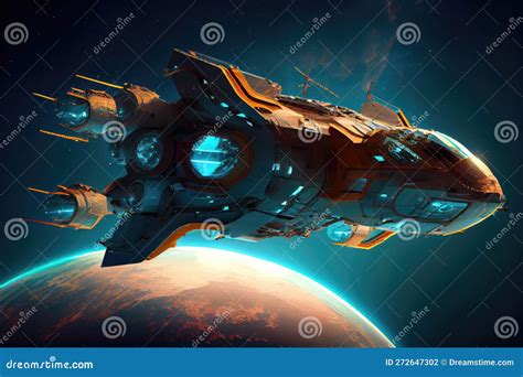 View Of Futuristic Spaceship With Advanced Technology And Sleek Design