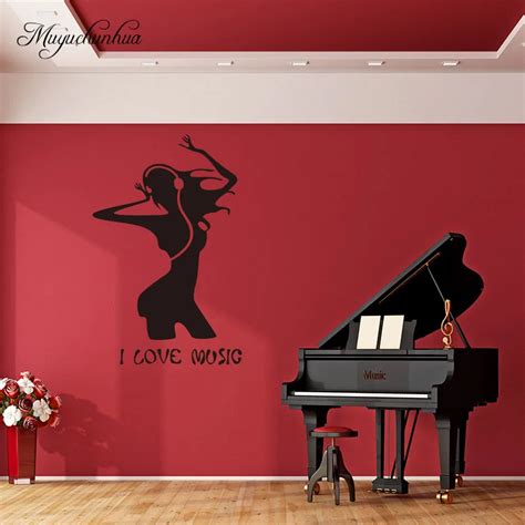 Muyuchunhua I Love Music Sex Girl Wall Sticker For Living Room Bedroom