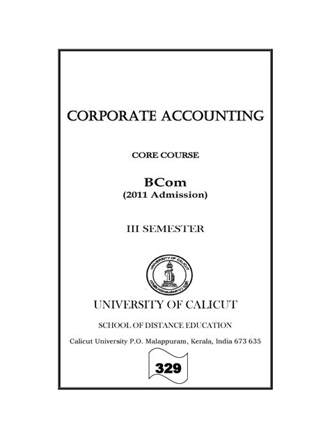 Bcom Iiisem 197 Its Lecture Notes Corporate Accounting Core Course