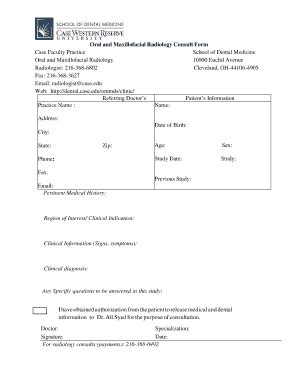 Fillable Online Dental Case Oral And Maxillofacial Radiology Consult