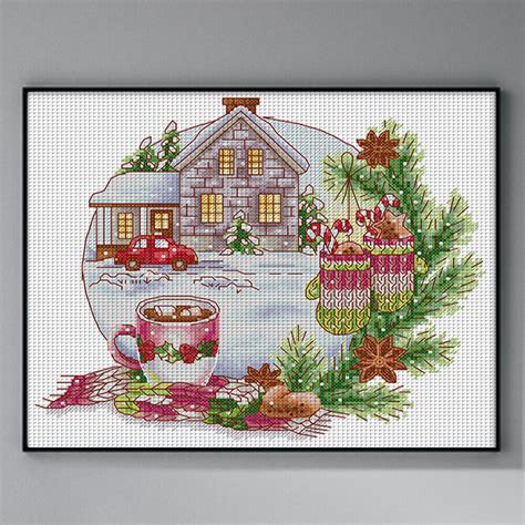 Partial Embroidery Eco Cotton Thread Ct Print Landscape Series Cross