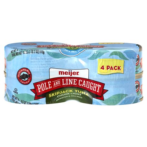 Meijer Wild Caught Chunk Light Skipjack Tuna With Sea Salt 4 Ct Shipt