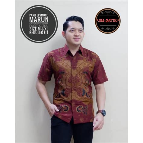 Jual Panji Lesmono Marun Sm Batiksoloamanah Baju Kemeja Batik Solo Pria