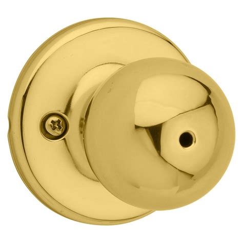 Kwikset Polo Polished Brass Privacy Door Knob 300p36alrcsv1 The Home Depot