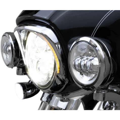 Ciro 45205 Fang LED Headlight Accent Bezel Chrome Harley Batwing