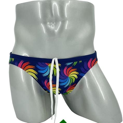 Sexy Men’s Swimsuits Rainbow Peacock Skinny Swim Briefs Oh My