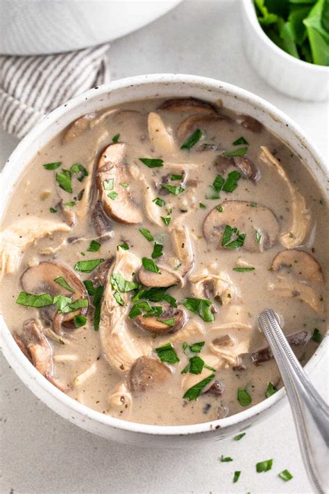 Creamy Chicken Mushroom Soup (Dairy-Free) - Eat the Gains