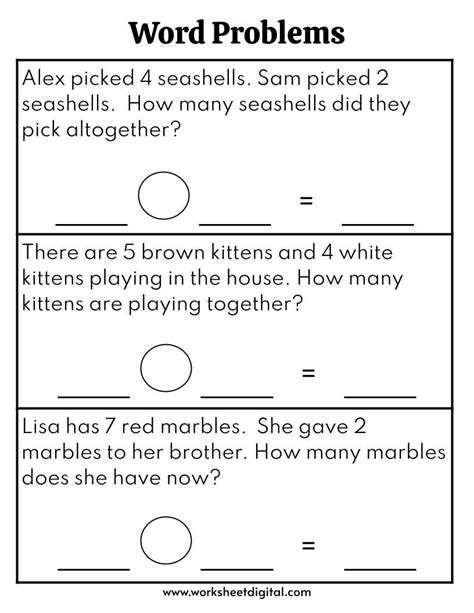 Word Problems Worksheet For 1st Grade 2nd Grade Math Worksheet Solve Word Problems Easy One