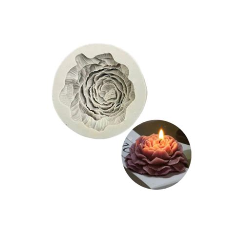 MOLDE SILICONA VELA FLOR ROSA PEONIA CIRCULO GRIS