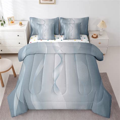 Gradient Gray White Bed in a Bag King Size Comforter Set 7 Pieces ...