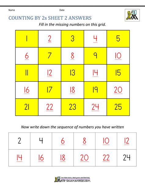 Counting By 2s Printable