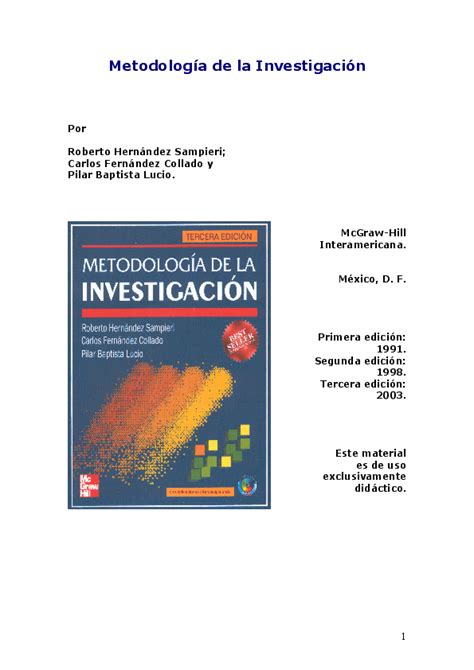 Pdf Sampieri Hernandez R Cap 1 El Proceso De Investigacion