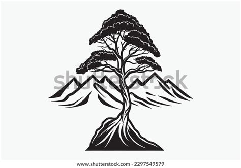 Mountain Sketch Outline Style Black White Stock Vector (Royalty Free ...