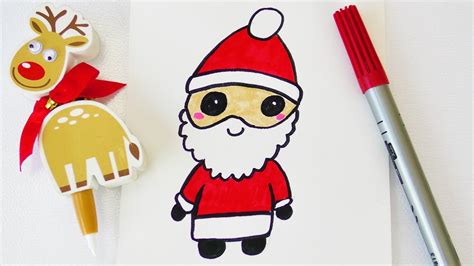 Kawaii Weihnachtsmann Zeichnen Süßer Nikolaus Als Weihnachtsdeko Oder