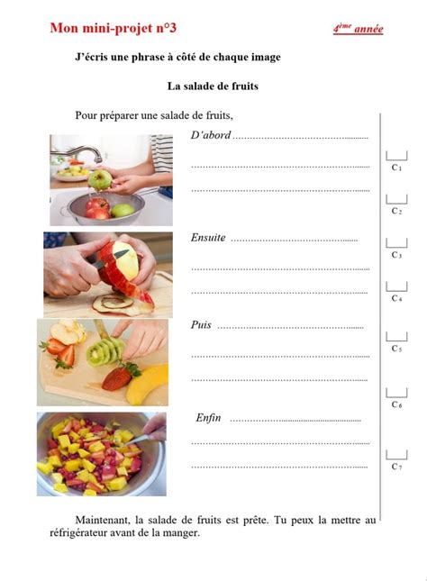 Mon mini projet Préparer une salade de fruits مدرستنا