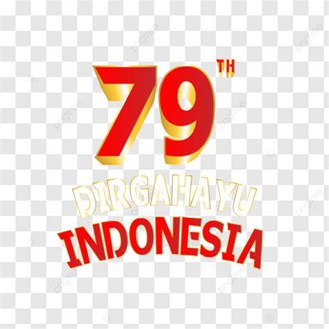 Logo 79 Años De Indonesia Texto Diseño Dorado Vector PNG dibujos Choza