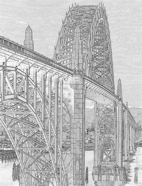 Newport Bridge Pen And Ink Photograph By Bob Neiman Pixels