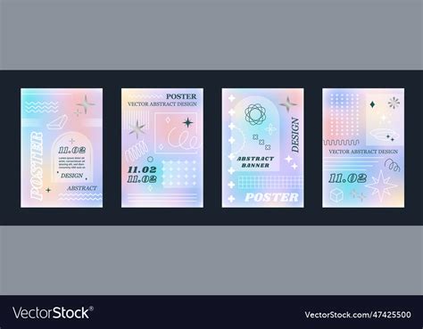 Gradient Aesthetic Posters Holographic Y2k Retro Vector Image