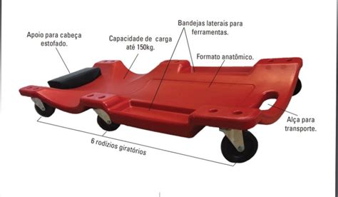 Carro Esteira para Mecânico Encosto 150Kg Sigma Tools Floripa