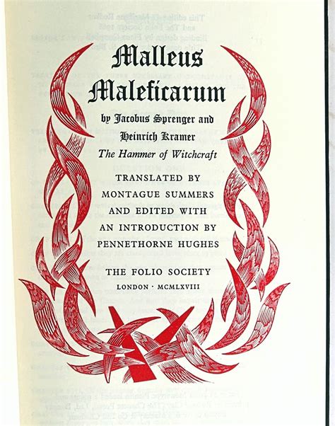 Malleus Maleficarum The Hammer Of Witchcraft By Sprenger Jacobus