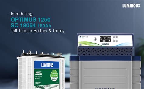 Luminous Inverter Battery Combo With Tall Tubular Trolley Optimus