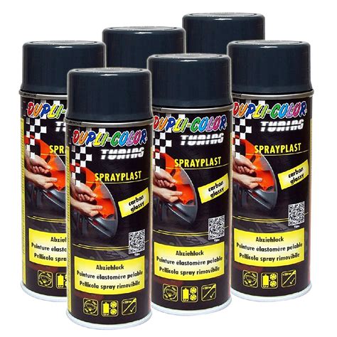 DUPLI COLOR 6x 400ml Sprayplast Carbon Seidenglanz