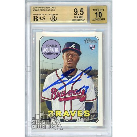 Ronald Acuna Jr Topps Heritage Autograph Rookie Card Bgs