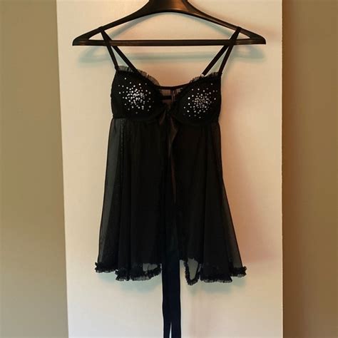 Victoria S Secret Intimates Sleepwear Victorias Secret Black Baby Doll Lingerie With