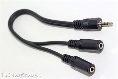 35mm 20cm Stereo Jack Audio Headphone Splitter Cable 1 X Male To 2 X