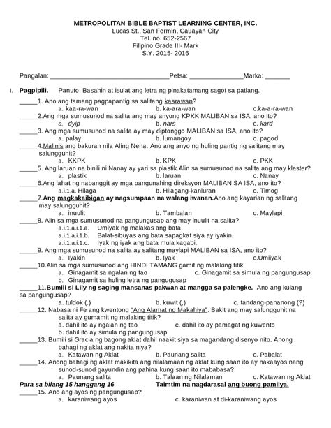 Bahagi Ng Pangungusap Worksheet Grade Hot Sex Picture