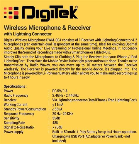 Buy Digitek (DWM-004) 2 nos of Noise Calcelling Wireless Microphone ...