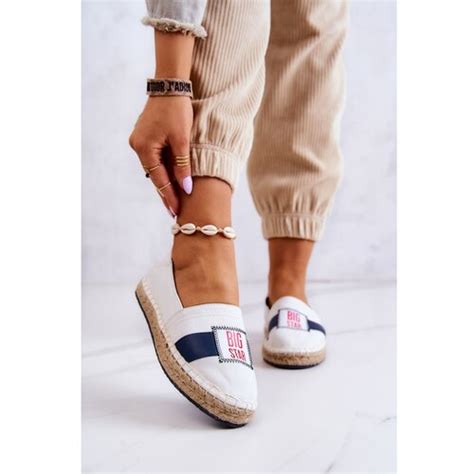 Kesi Women S Slip On Espadrilles Big Star Jj White And Navy Blue