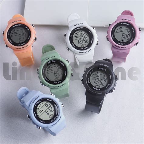 Jual Jam Tangan Sport Digital Rubber Wanita Dan Pria Dial Bulat Jam