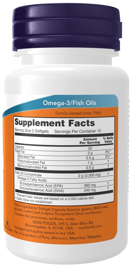 Ômega 3 180 Epa120 Dha 200 Cápsulas Softgel Now Foods Apollo