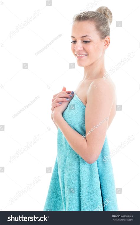 Portrait Smiling Naked Girl Model Covering Stock Photo 644284465 Shutterstock