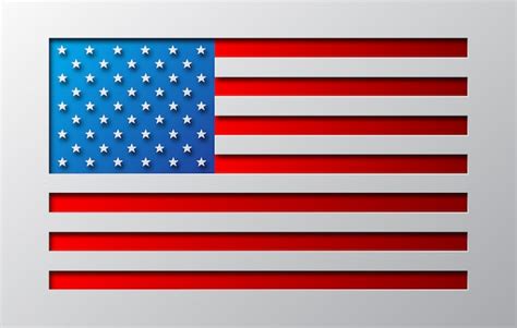 La Bandera De Los Estados Unidos Está Tallada En Papel Ilustración Vector Premium