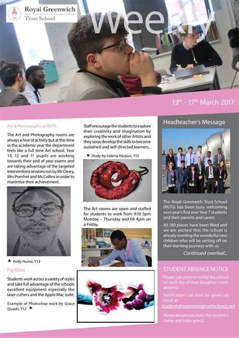 Newsletter 17th March 2017 Royal Greenwich Trust School