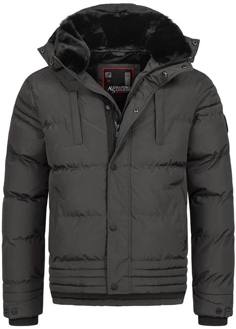 Alessandro Salvarini Herren Winterjacke Mit Fellkragen O Olive