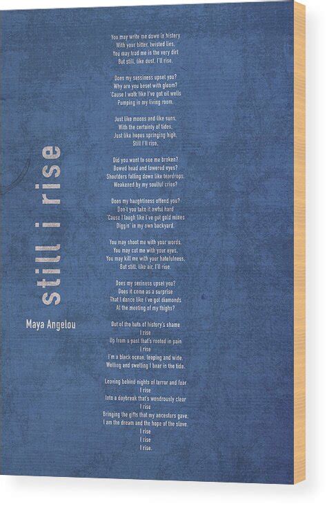 Still I Rise By Maya Angelou Inspiration Poem Quote On Vintage Blue