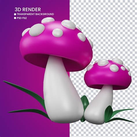 Premium PSD 3d Rendering Of Cute Mushroom