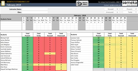 attendance sheet template  excel