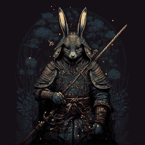 A Rabbit Dressed In Armor And Holding Two Swords