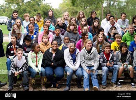 Junior high school students listen to a speaker during a field trip to Milam County in central ...