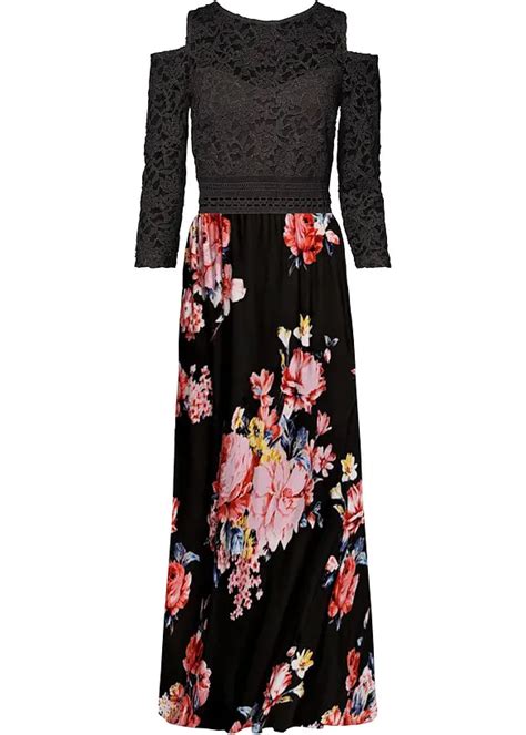 Maxikleid Mit Blumenprint Schwarz Damen Bonprix