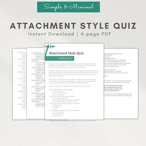 Printable Attachment Theory Worksheets Attachment Style Quiz - Etsy ...