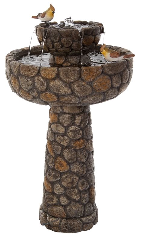 Buy Primrose 68cm Cobbled Two Tier Solar Bird Bath And Water Feature