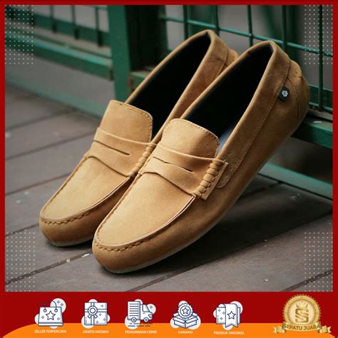 Jual SPJ X AON Sepatu Slip On Kasual Pria Kulit Suede Original