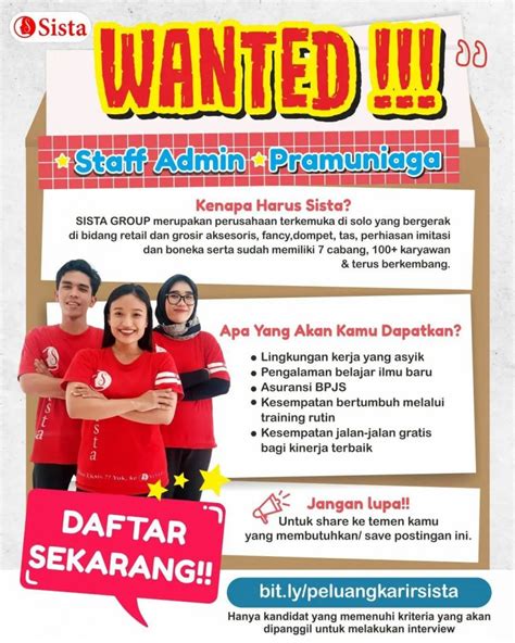 Lowongan Kerja Juni Staff Sista Group Di Solo Info Loker Solo