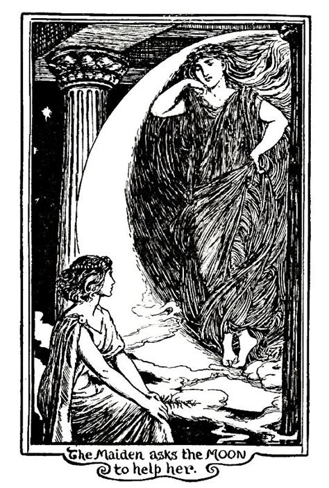 The Maiden Asks The Moon To Help Her Illustration By Hj Ford From